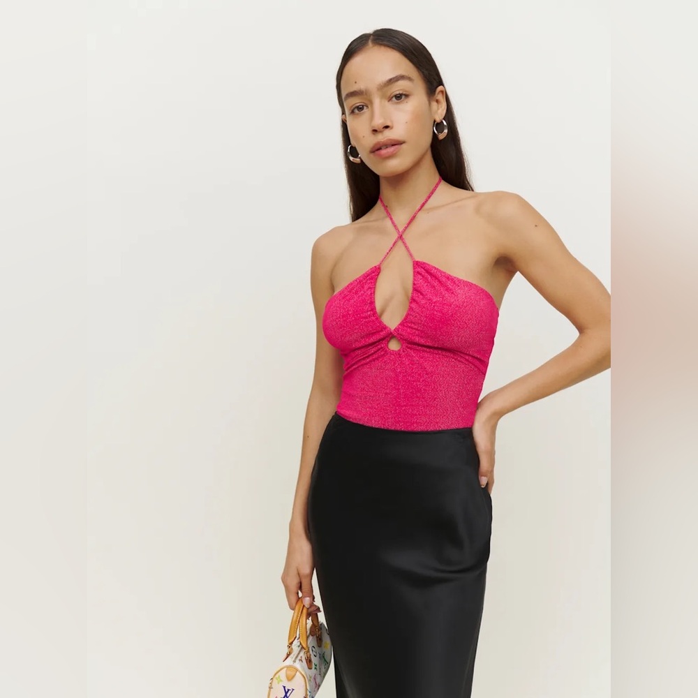 Reformation Kezia Knit Top Raspberry - Size XS